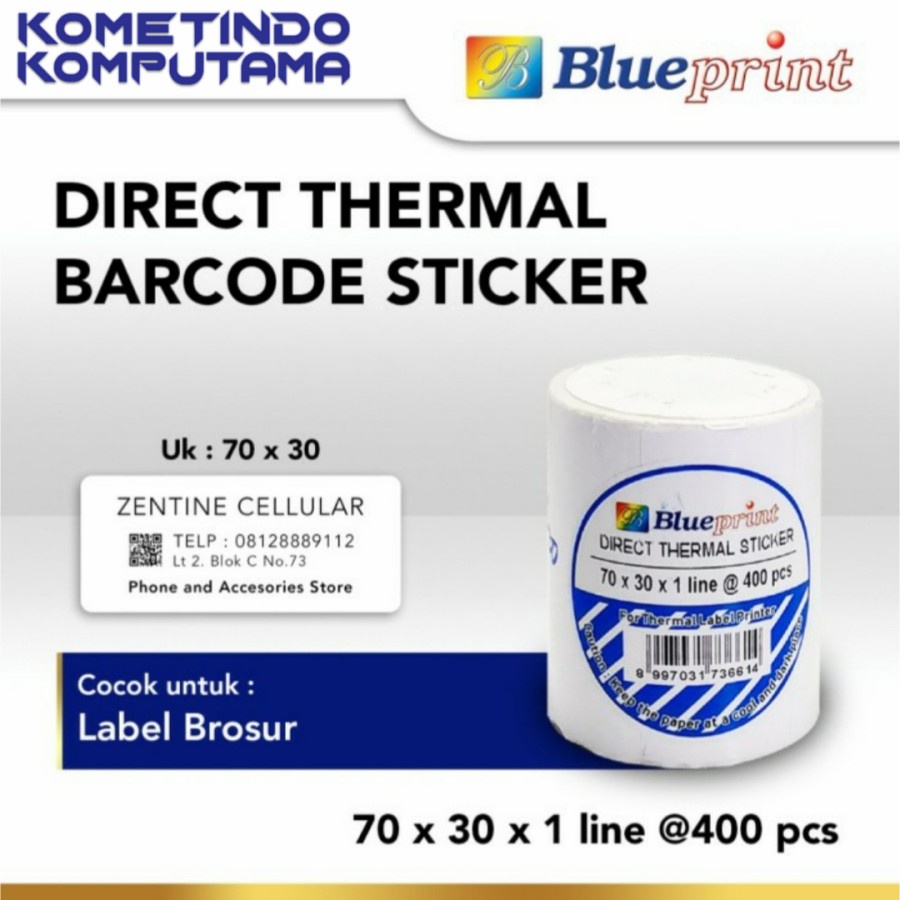 70x30x1 Line isi 400pcs Direct Thermal Sticker BLUEPRINT 70x30x1 Line isi 400pcs / Label Stiker