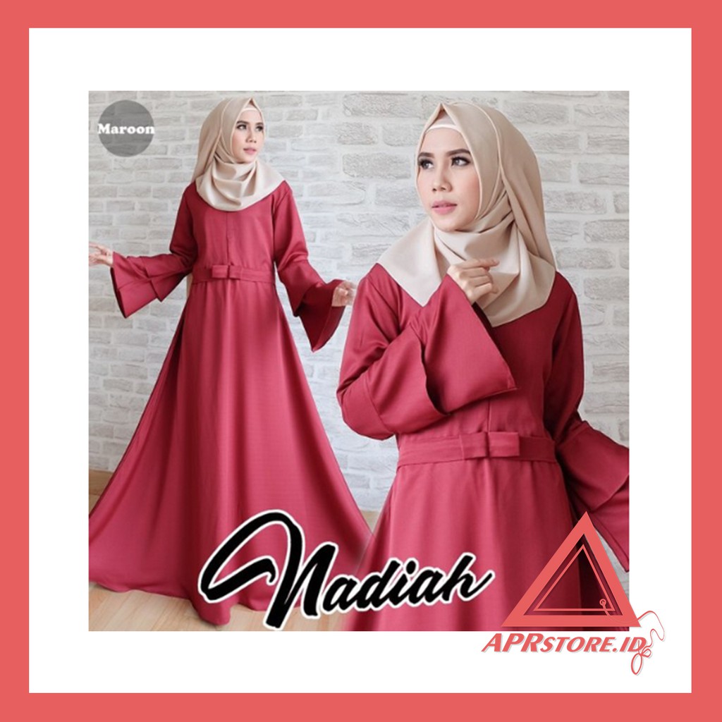 APRSTORE BAJU MUSLIM WANITA NADIAH DRESS MUSLIMAH BUSANA MUSLIM WANITA GAMIS BUTIK