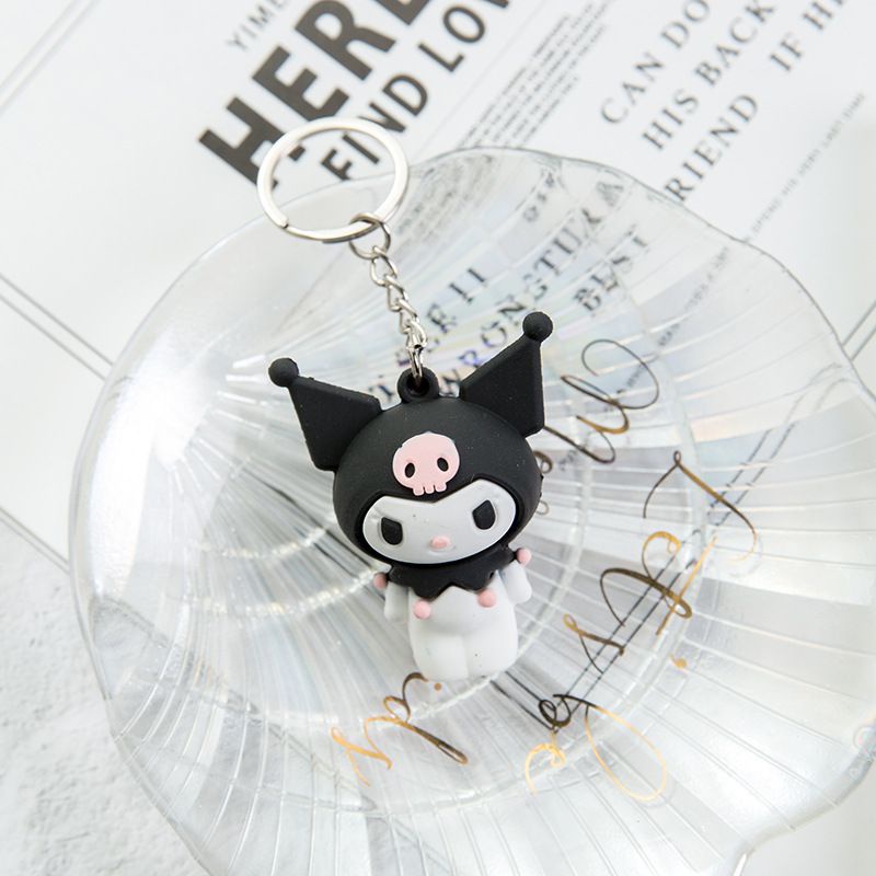 Cute Melody Kuromi Keychain Pendant Cartoon Doll Ornaments Epoxy Pudding Dog Frog Melody Toy