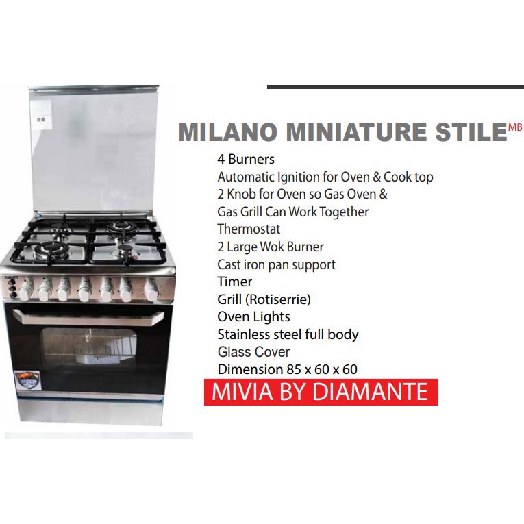Kompor Freestanding Diamante Milano Miniature Stile