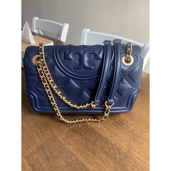 preloved tory burch soft fleming royal navy medium