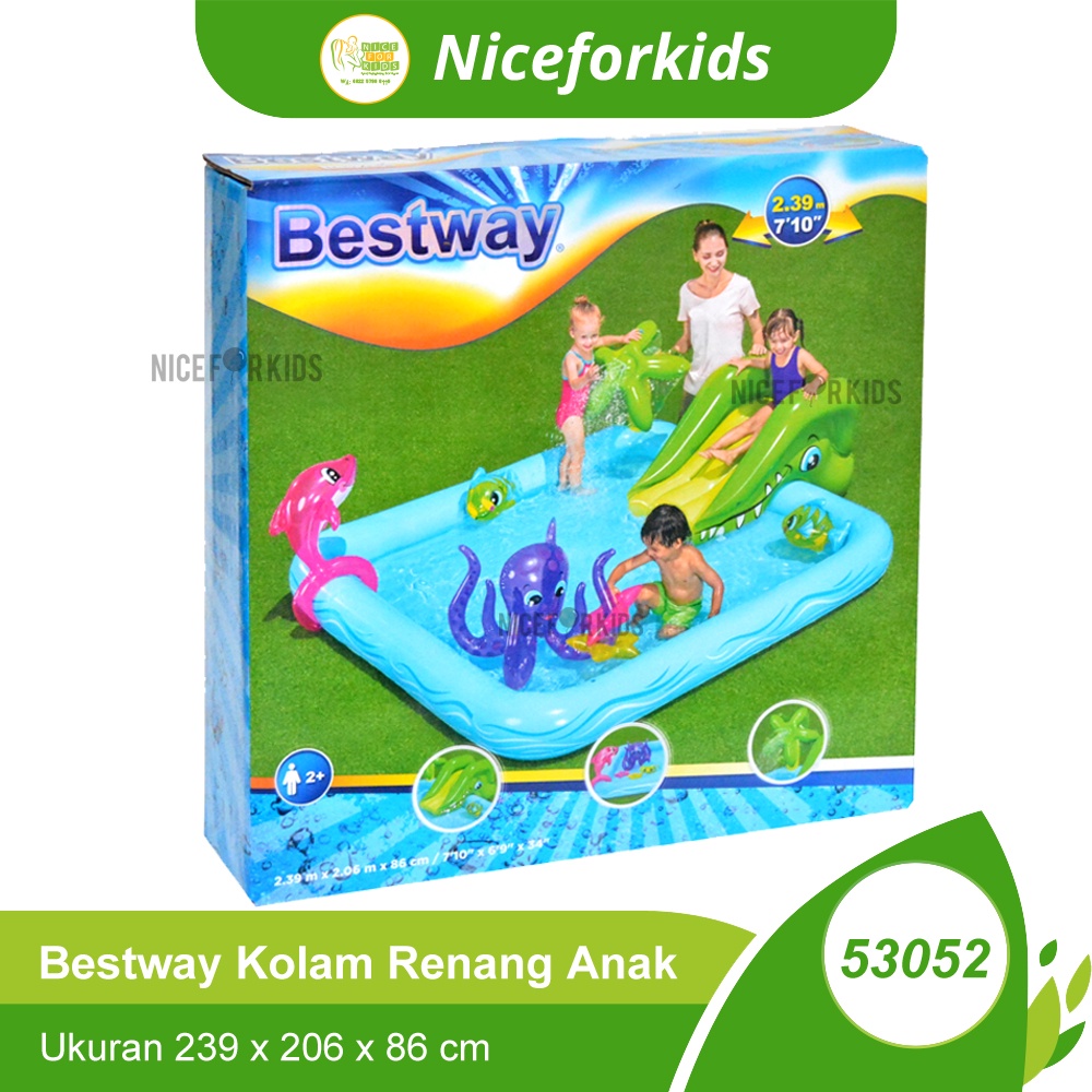 BESTWAY Kolam Renang Anak Besar  / Holy Aquarian Ukuran 239 X 206 X 86 CM ( 53052 )