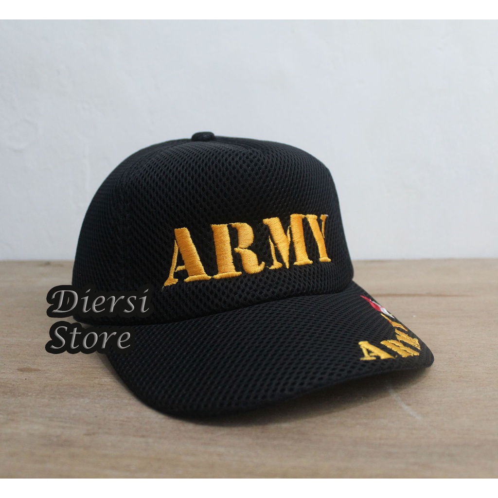 DIERSI STORE TOPI DOUBLE MESH BORDIR ARMY/TOPI ARMY BORIR/TOPI TENTARA