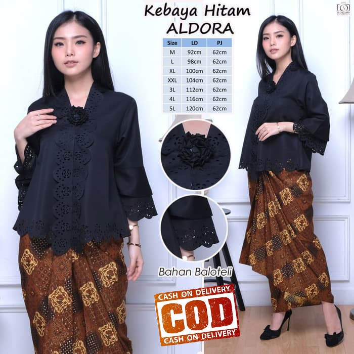 Atasan Kebaya Encim Modern Aneka Warna Broken White | Putih Cerah | Hitam | Kuning | Maroon|Abu|Coklat / Kebaya Wisuda Mewah / Kebaya Akad Nikah Kekinian / Kebaya Moderen Kondangan Jumbo Aldora-5