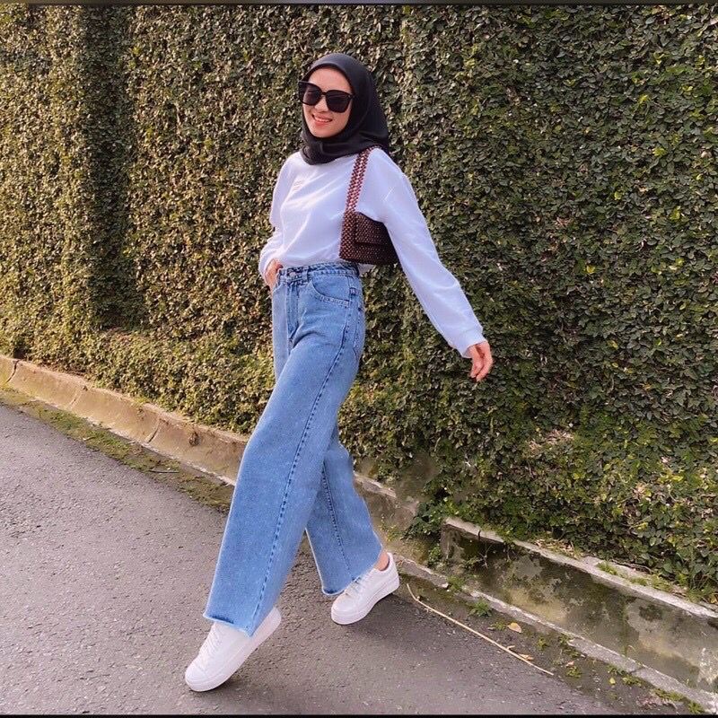 1KG MUAT 2PCS | HIGHWAIST KULOT JEANS WANITA RAWIS HITS OOTD FASHION WANITA SELEBGRAM