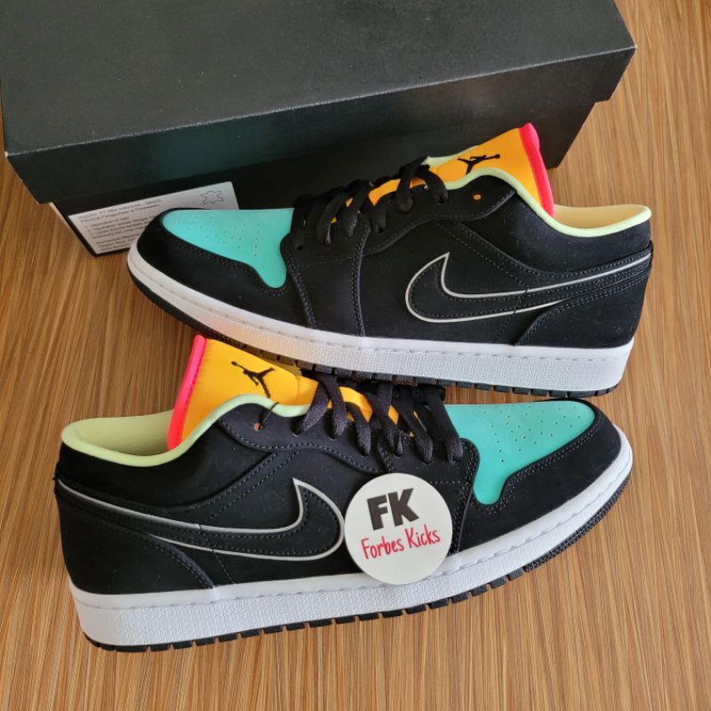 Air Jordan 1 Low SE Black Aurora Green Laser Orange || yellow orange