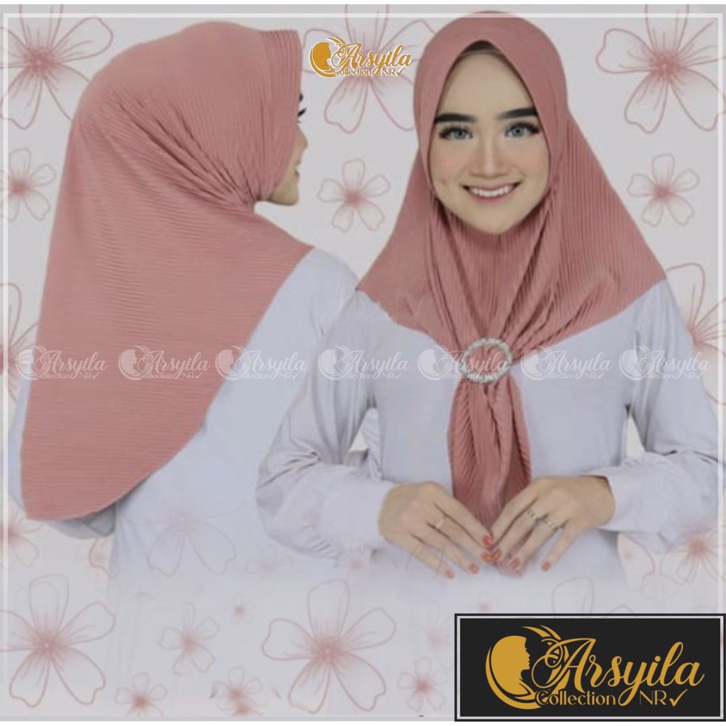 Jilbab instan plisket gesper uk depan 68 cm belakang 72 cm-1