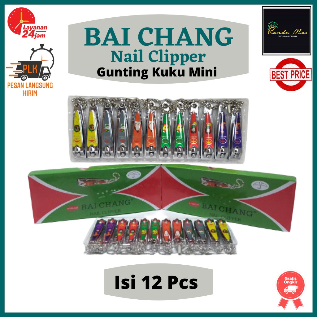 Gunting Kuku Stainles Motif Karakter Lucu Nail Clipper Potongan Kuku Baichang Isi 12 Pcs Original