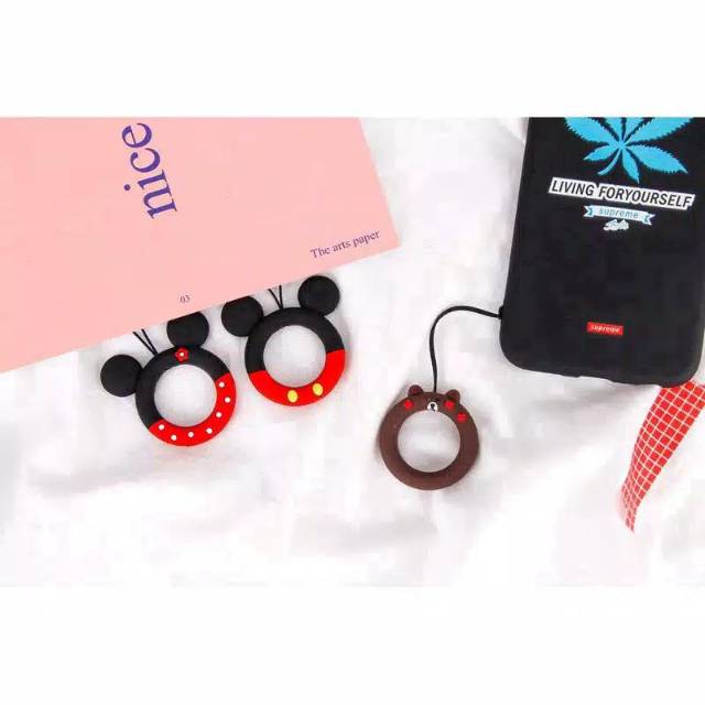 Strap Ring Gantungan Jari Serbaguna HP / CAMERA / KUNCI / FLASHDRIVE / MP3 Strap Ring Telinga Mickey