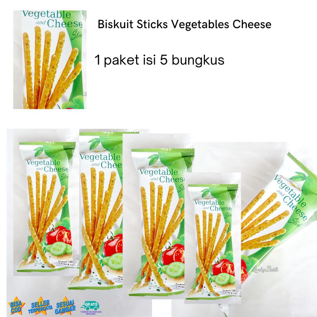 Biskitop Vegetables Sticks Paket Isi 5 Bungkus Biskuit Stick Keju Cheese Stick Berat 60 Gr Biskuit Anak Dewasa Enak Renyah - Lovelybutik