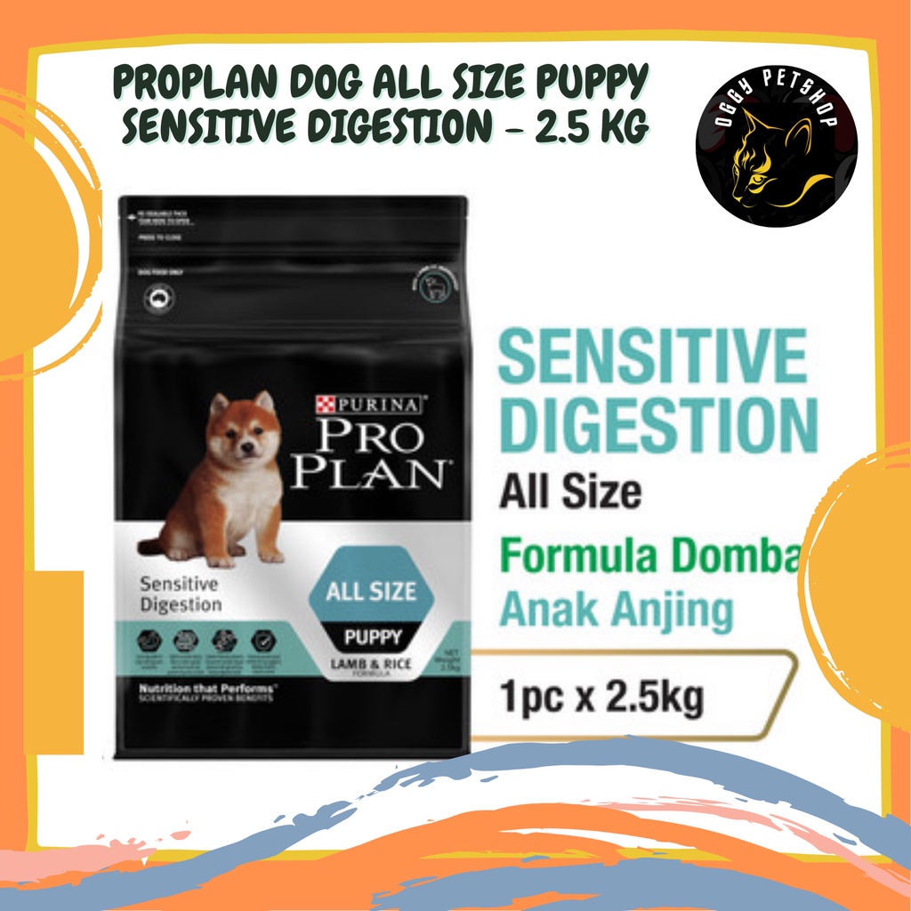 PROPLAN PUPPY DOG ALL SIZE SENSITIVE DIGESTION (Lamb &amp; Rice) Dry Food Makanan Anjing Freshpack 2.5Kg