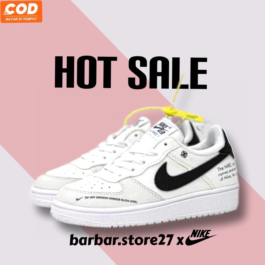 Nike Air Force 1 Kids Starfish White Black (Sepatu Anak Laki-Laki/ Sneakers Anak Perempuan/Unisex/Ca