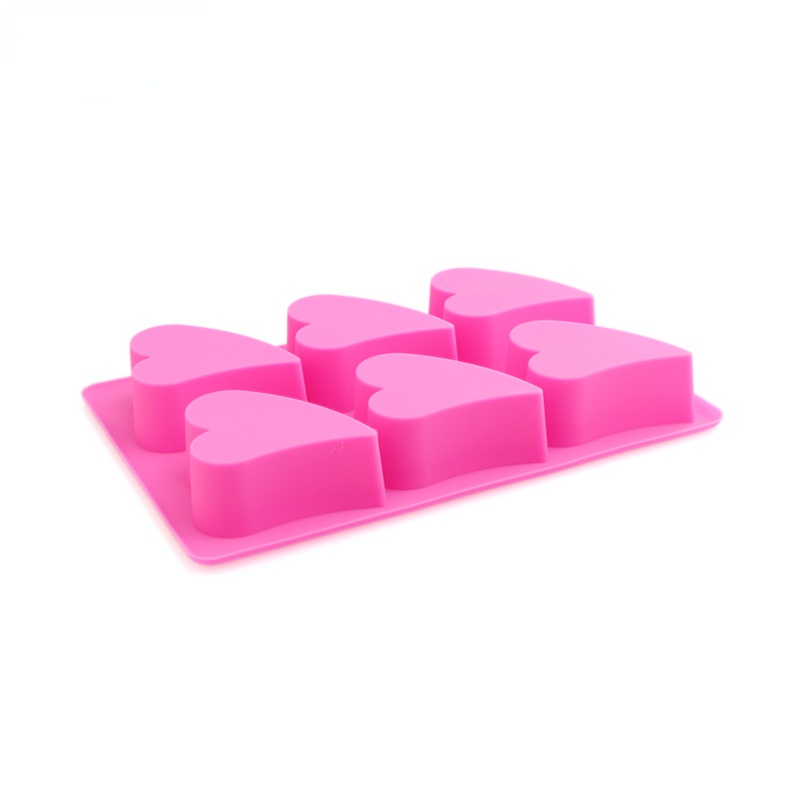 Cetakan Kue Bentuk Hati 3D 6 Lubang Bahan Silikon Untuk Dekorasi