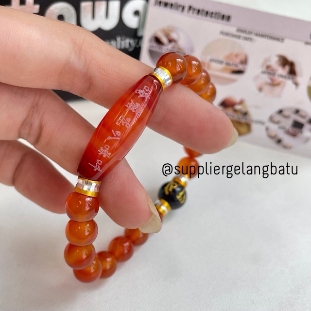 gelang batu chinese unisex pria wanita tibet hoki om mani padme hum supplier bahan aksesoris craft keberuntungan persahabatan hadiah