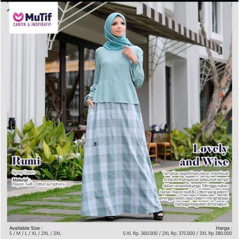READY STOK. Rumi Dress by mutif Ash rose dan spray green