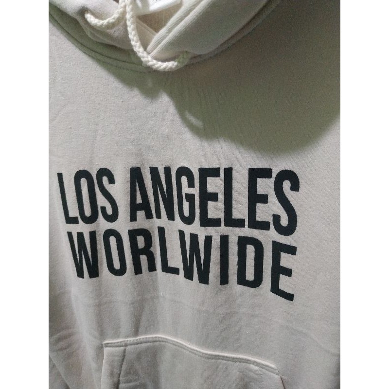 HnM Hoodie Pria Wanita Cream H&amp;M Los Angeles Tag Label Free Paper Bag