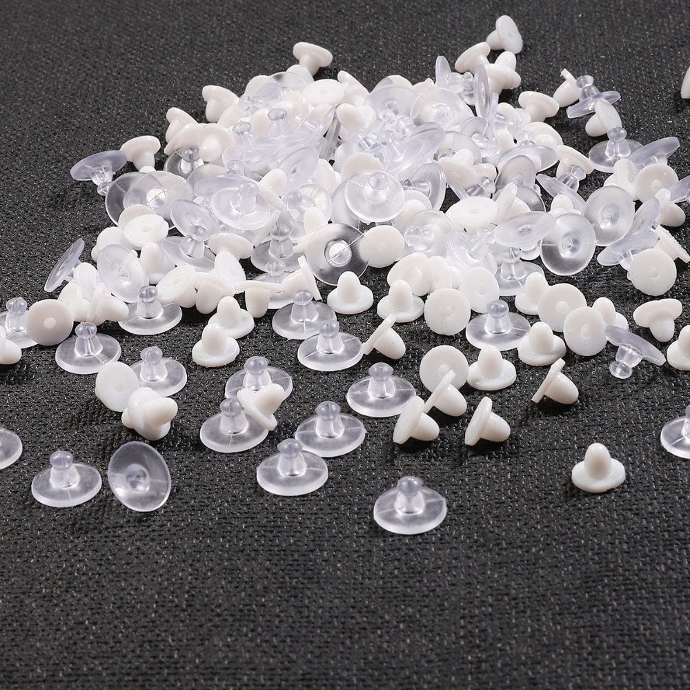 100-200 Pcs / Lot Stopper Anting Bentuk Bulat Bahan Plastik