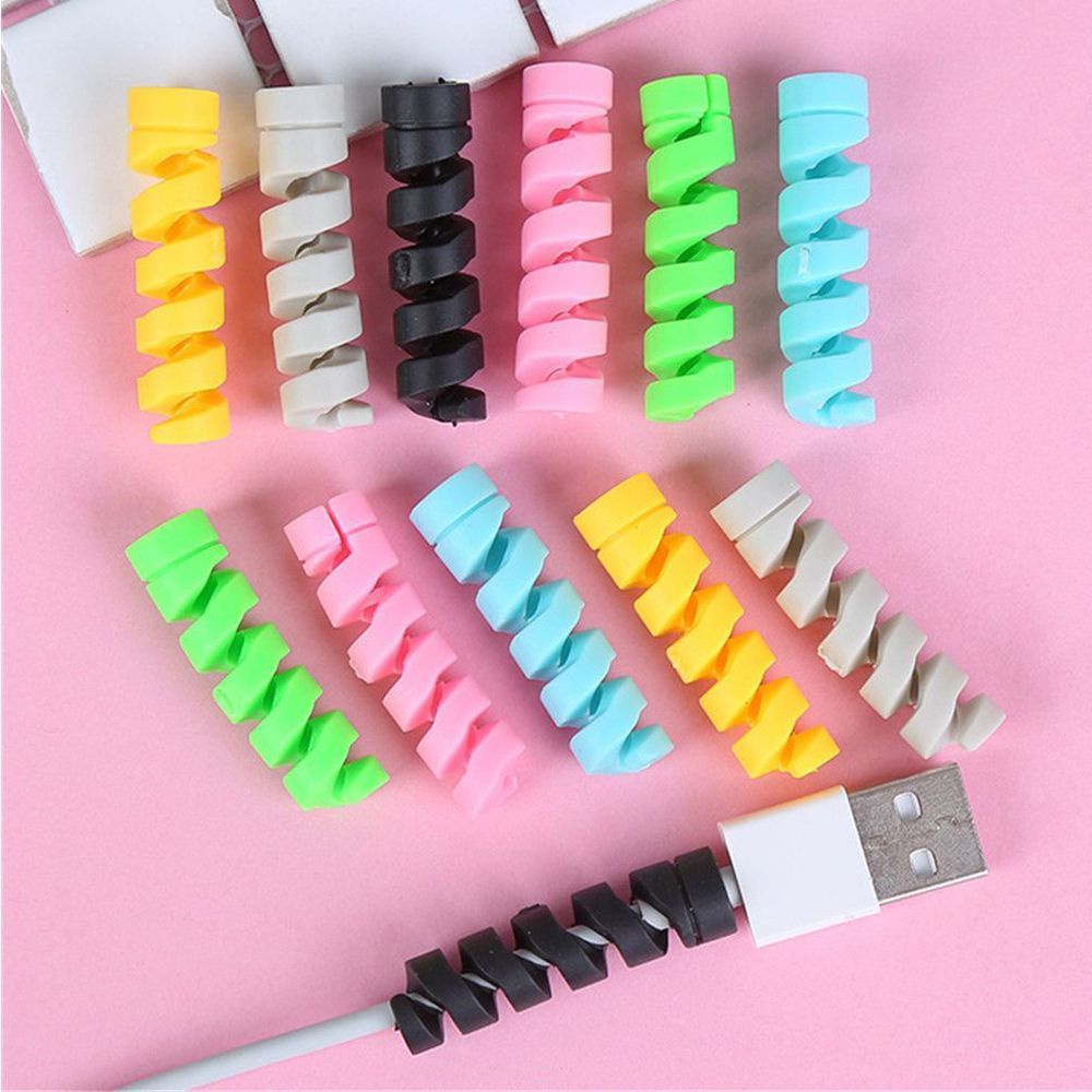 Lanfy Papeleria 10pcs / Set Pelindung Kabel Data / Charger / Earphone Multiwarna Untuk Aksesoris Meja