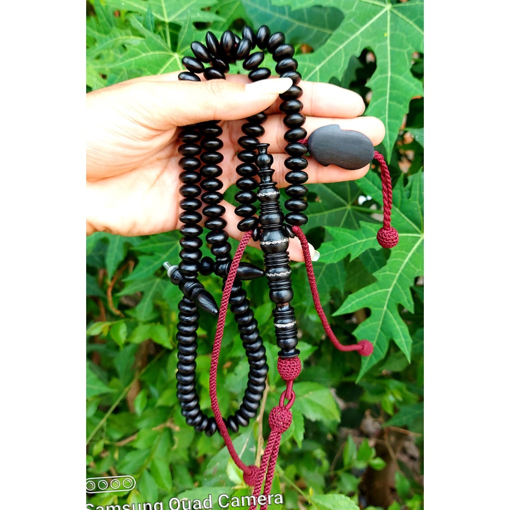 TASBIH TIJANI KAYU GALIH KELOR HITAM BULAT PIPI