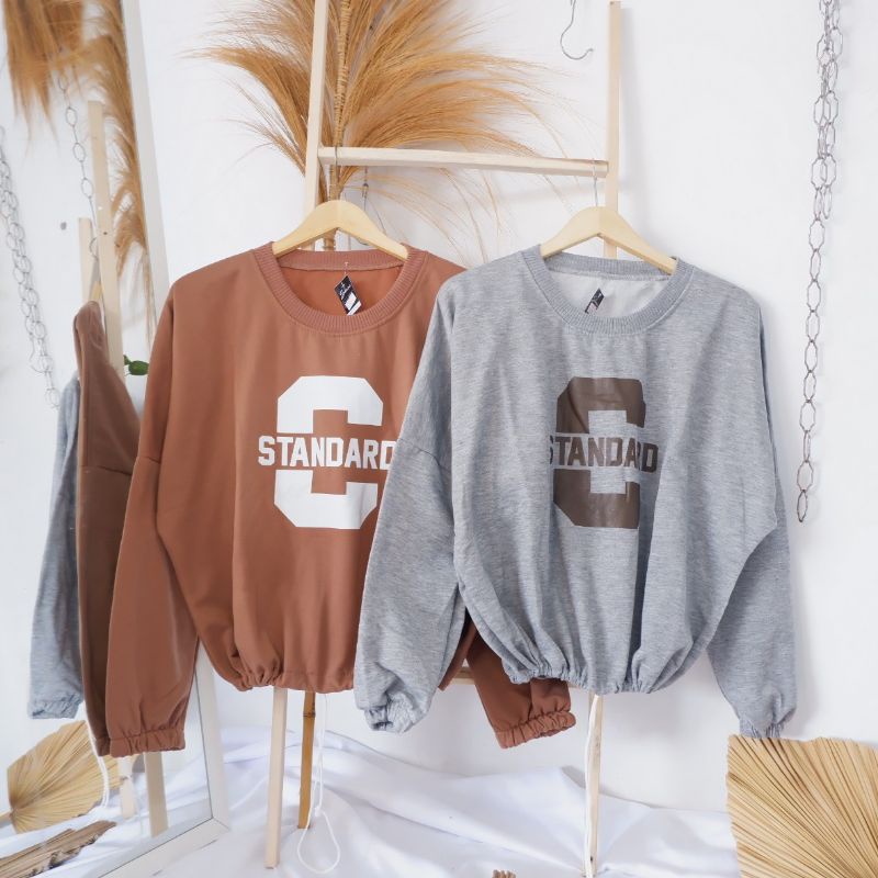 STANDARD SWEATER / SWEATER BASIC KERUT / SWEATER KERUT / SWEATER TALI / CREWNECK BASIC WANITA PRIA /