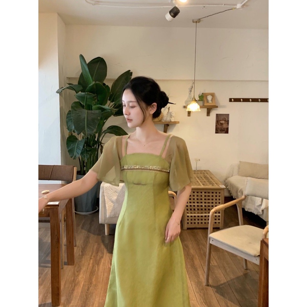 &quot;Full Garden&quot; versi Korea dari gaun panjang pinggang retro baru musim semi wanita Hanfu yang ditingk