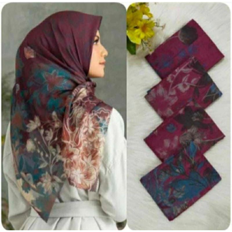 hijab segi empat denay kw, motif bunga nayla kekinian