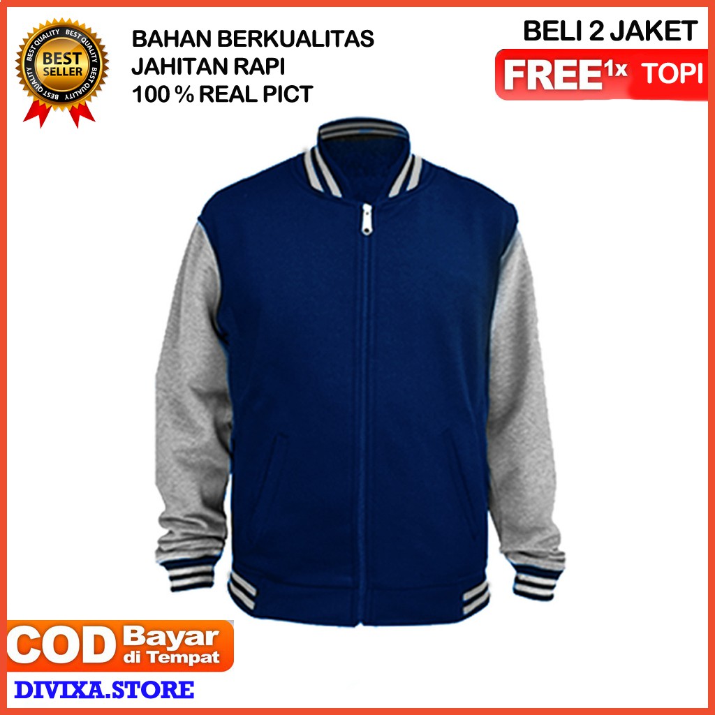 COD JAKET PRIA JUMBO JAKET COWOK BIG SIZE BASEBALL VARSITY POLOS PRIA & WANITA M-XXXL E7J1 JACKET TE