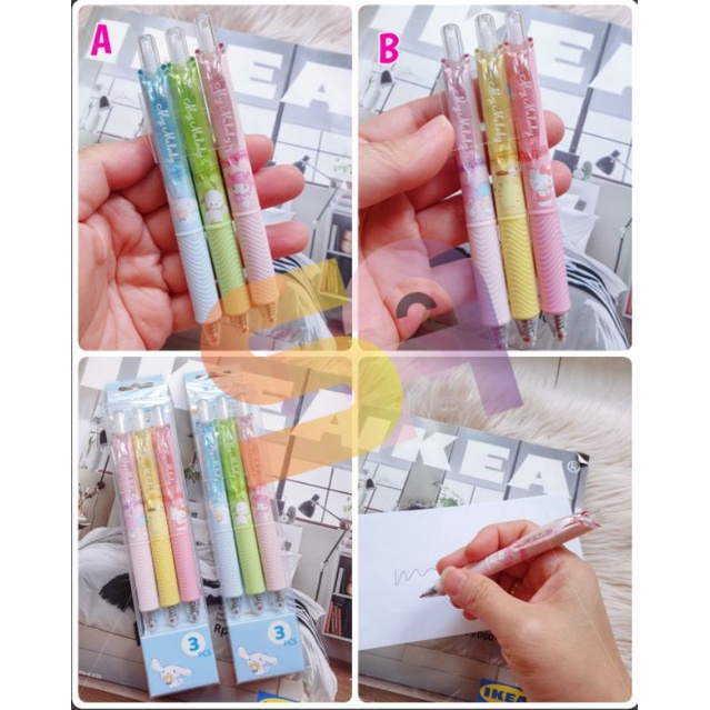 

PEN CETEK HITAM ISI 3 MIX SANRIO HELLOKITTY CINNAMONROLL MYMELODY POMPURIN
