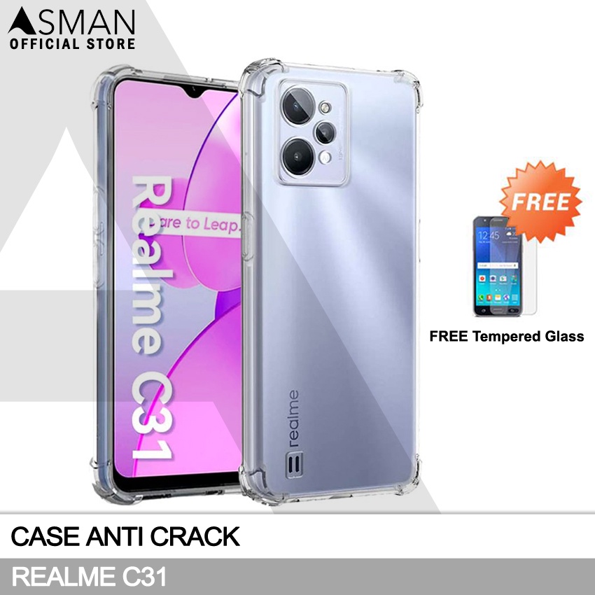 Anti Crack Realme C31 (6.5&quot;) | Soft Case Anti Bentur + FREE Tempered Glass