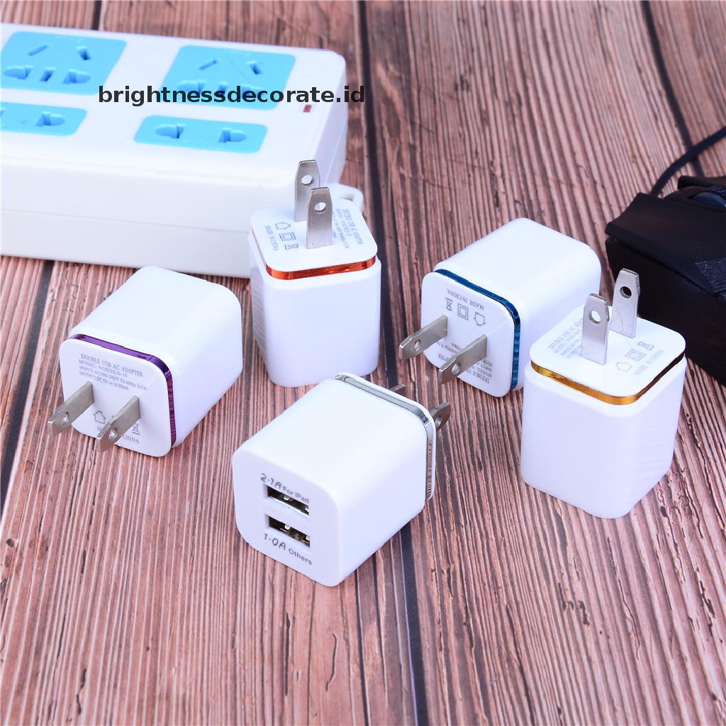 1pc Adapter Power Charger Dual Usb 2.1a / 1a Untuk Handphone