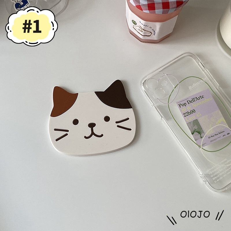 Kucing lucu Kartun Hot Plate Silicone Coaster Tatakan Makanan Non-Slip - ol