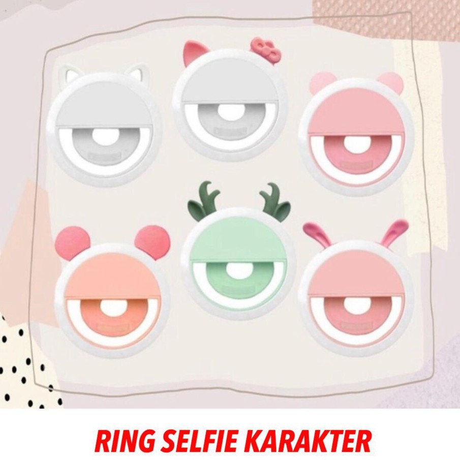 [JAKARTA] Selfie Ring Light LED KARAKTER / Lampu selfie untuk kamera HP flash charm eyes cincin