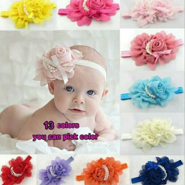 Bandana bayi/import #mawar besar mutiara