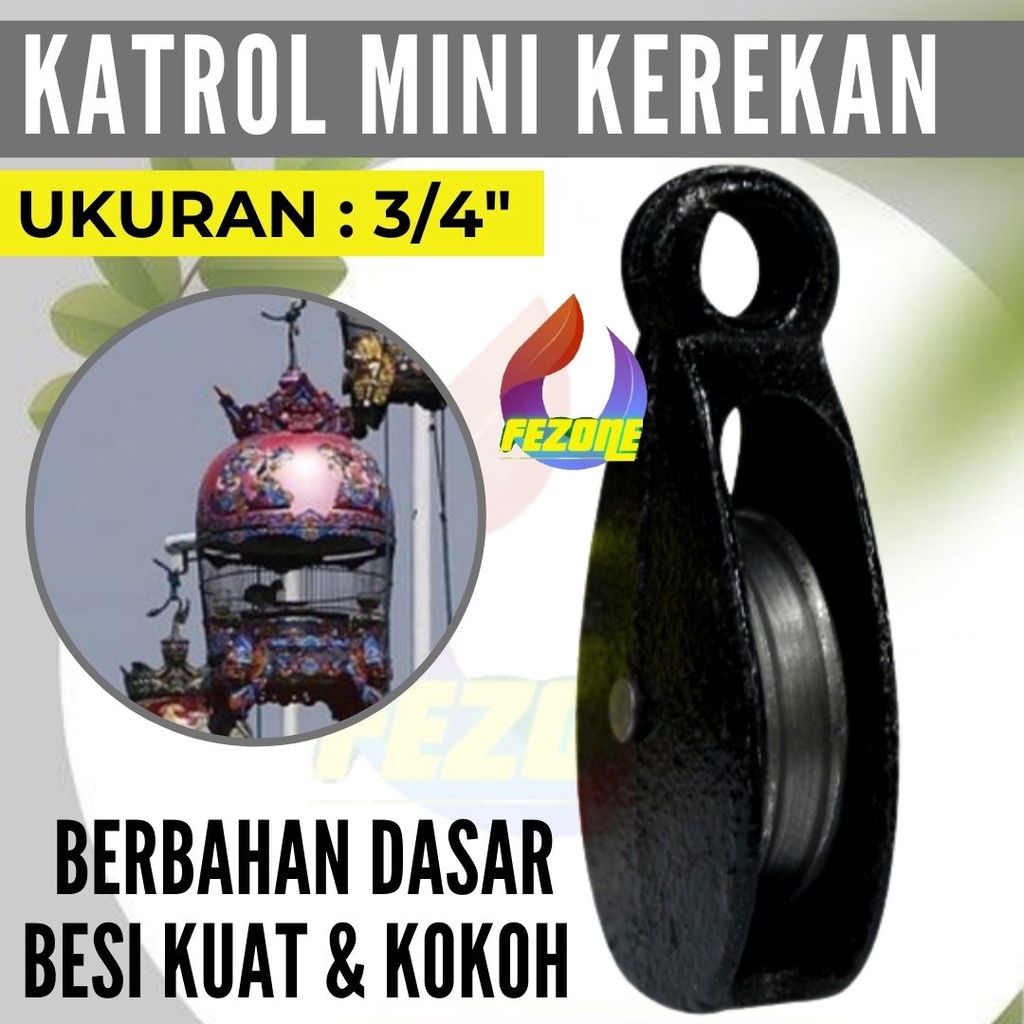 Kerekan Burung / Katrol Mini / Kerekan Bendera 3/4 inch Murah Bahan Besi Kuat dan Kokoh Kerekan Multifungsi FEZONE