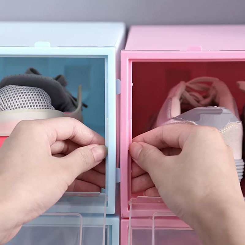 Kotak Sepatu Lipat Transparan Tebal Box Organizer Rak Sepatu