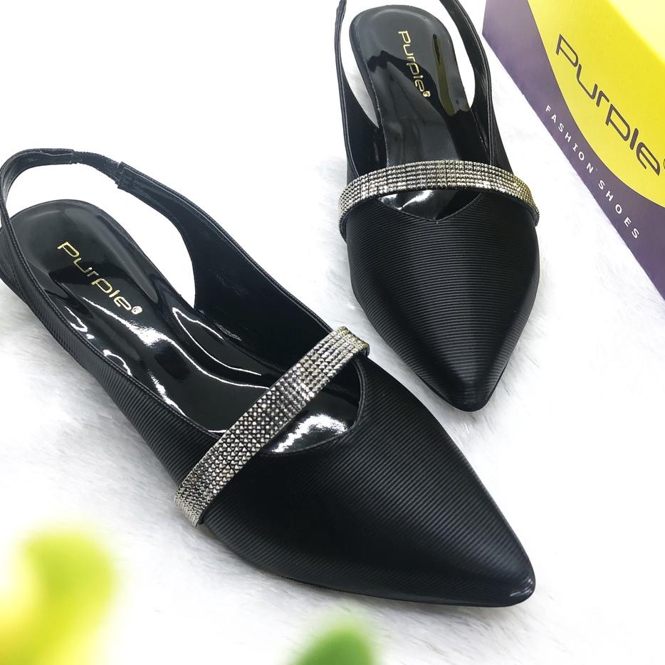Keluaran Terbaru.. sepatu flat wanita branded murah tinggi 4 cm terbaru slingback merk purple