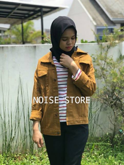 Jaket Jeans Oversize Hijau Army &amp; Mustard Premium Quality