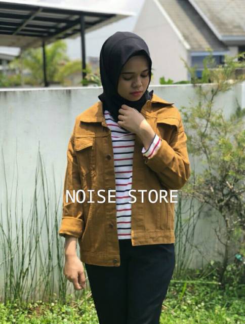 Jaket Jeans Oversize Hijau Army &amp; Mustard Premium Quality