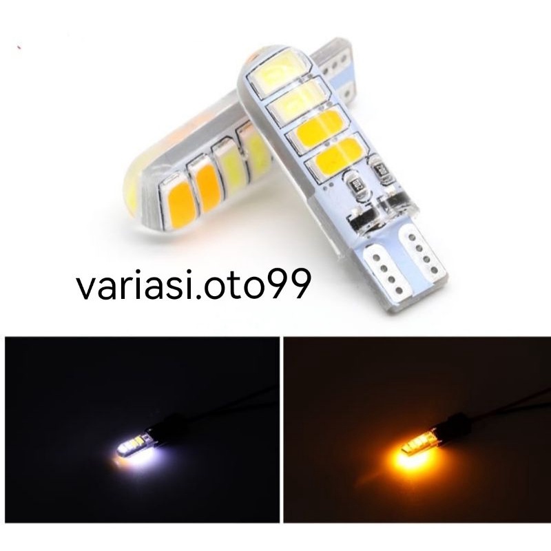 Lampu Senja T10/8LED 2Warna 12Volt Strobo Kedip