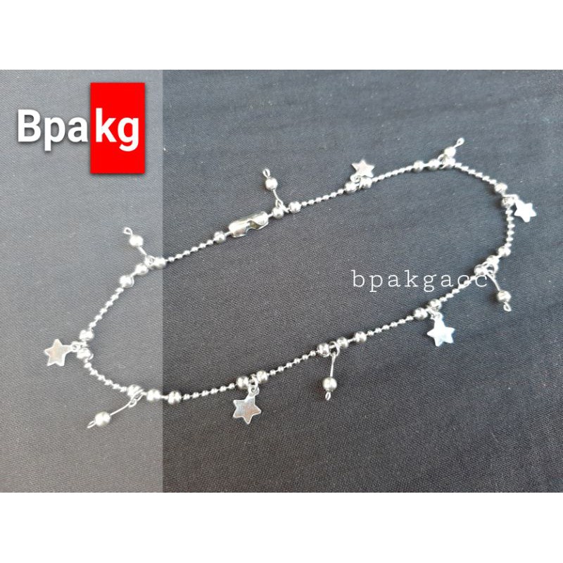 Gelang kaki bola variasi bintang #Gelang monel besi putih asli anti karat silver murah wanita cantik
