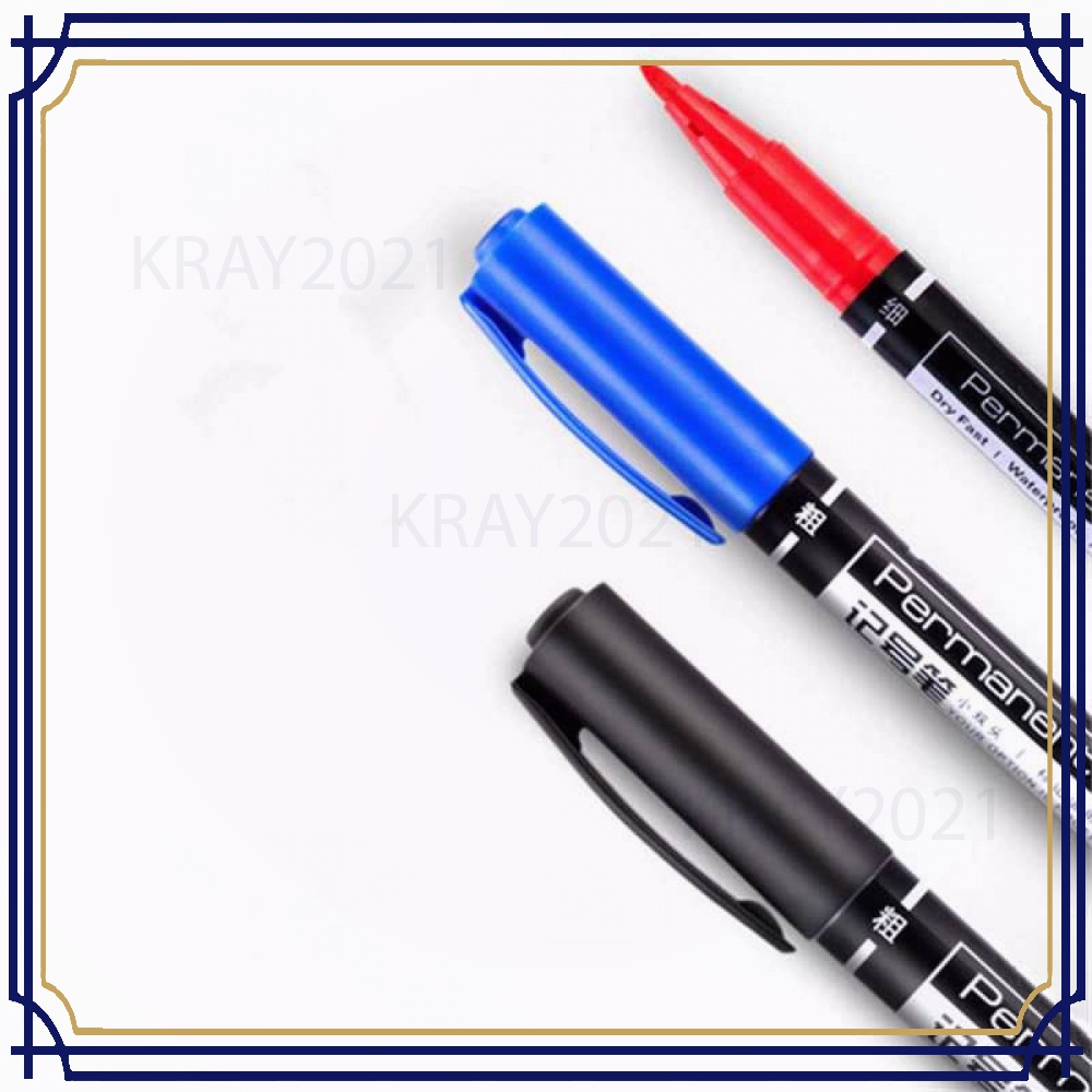 Pena Permanen Dual Head Tip Marker Pens Waterproof -AT517