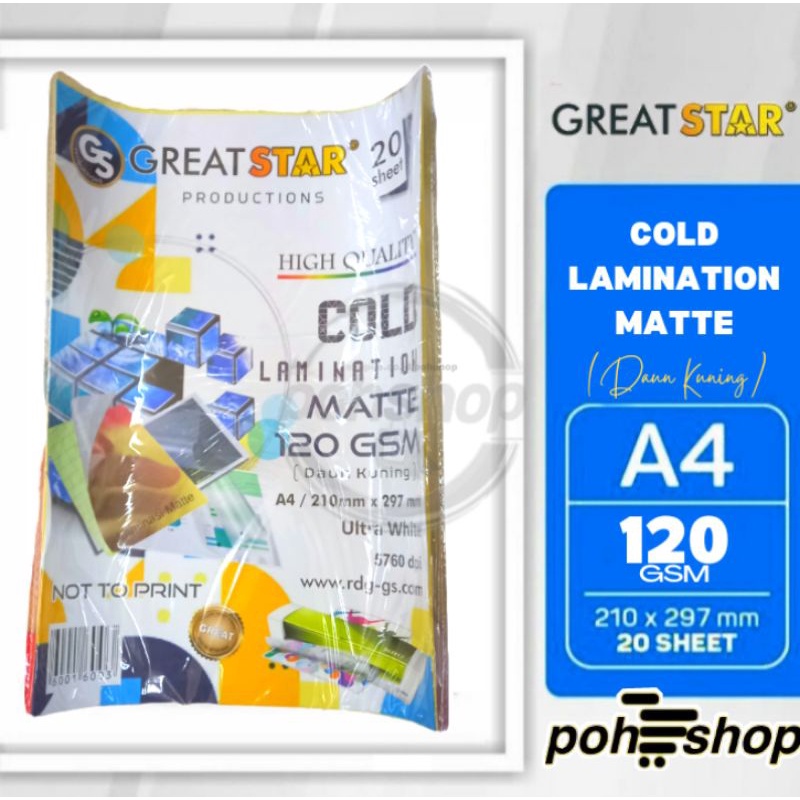 

Great Star Yellow Cold Lamination Matte A4/120gsm 20's