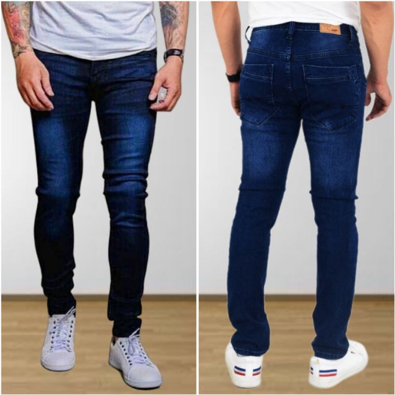 celana jeans pensil slimfit skinny cowok pria biru dongker biru muda hitam pekat diskon cod free ongkir