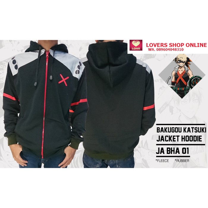 Jaket Bakugou Katsuki Boku No Hero Academia Hoodie Hitam JA BHA 01