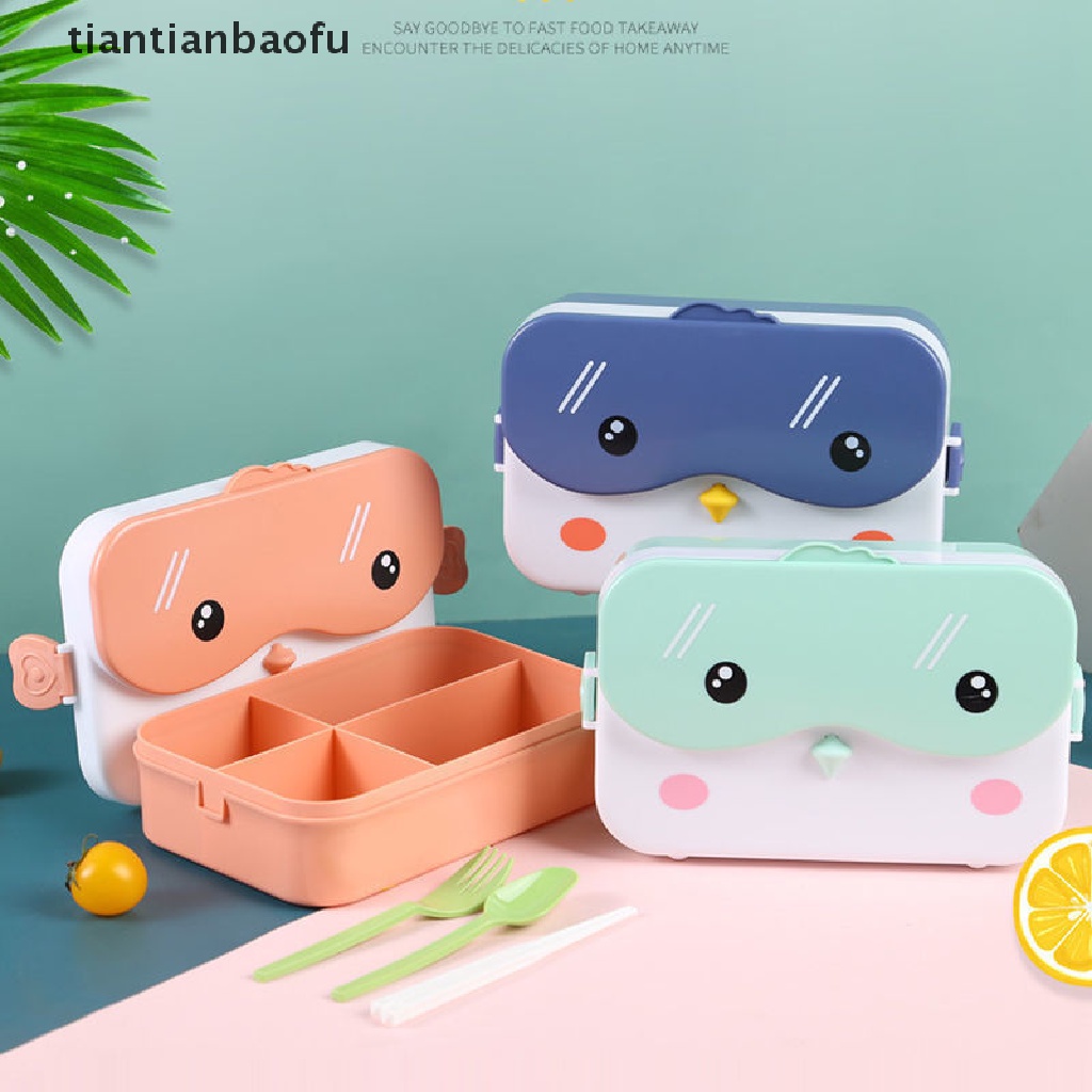 Kotak Makan Siang Bento Portabel Bentuk Persegi Panjang Bahan Plastik Anti Bocor Untuk Anak Sekolah