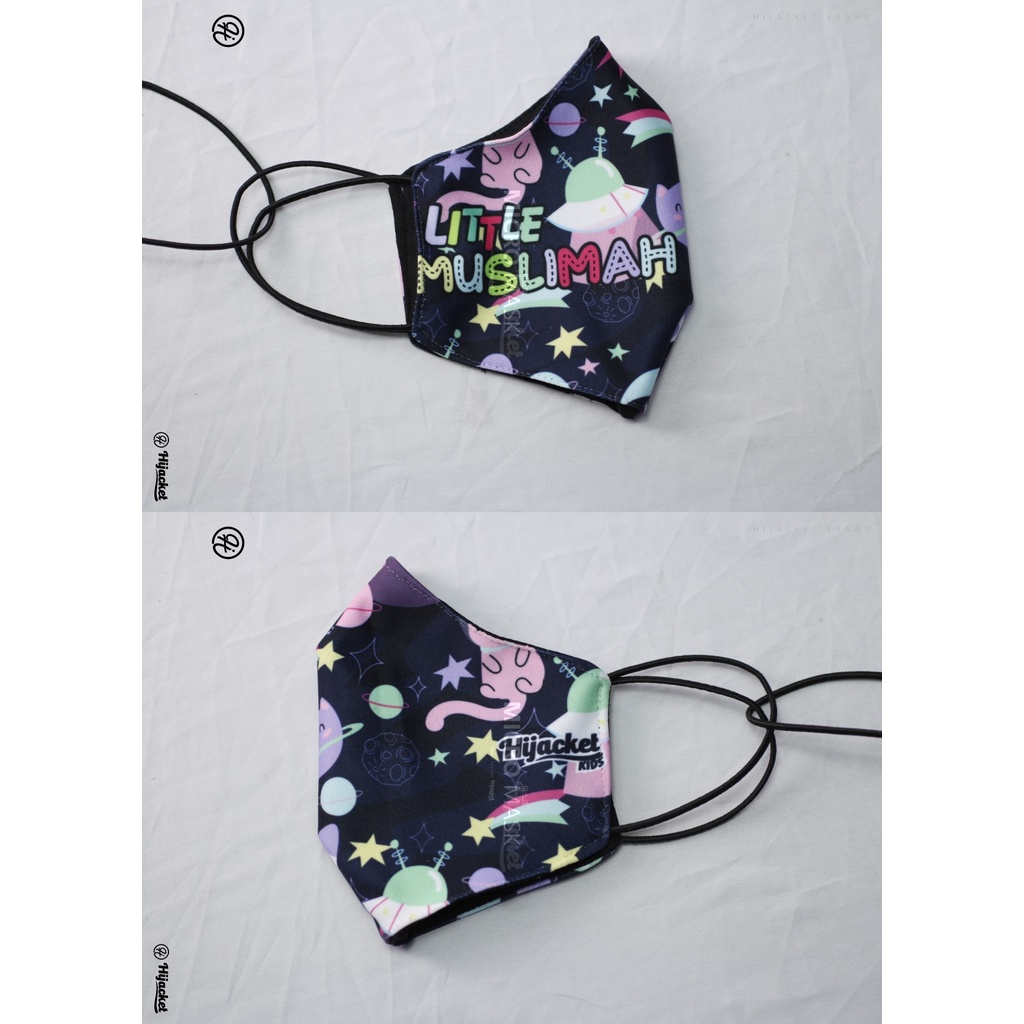 Hijacket Masker Kain Anak Perempuan Laki-Laki Headloop Tali Karet Elastis Hijaket Mask Motif 02-LITTLE MUSLIMAH 01