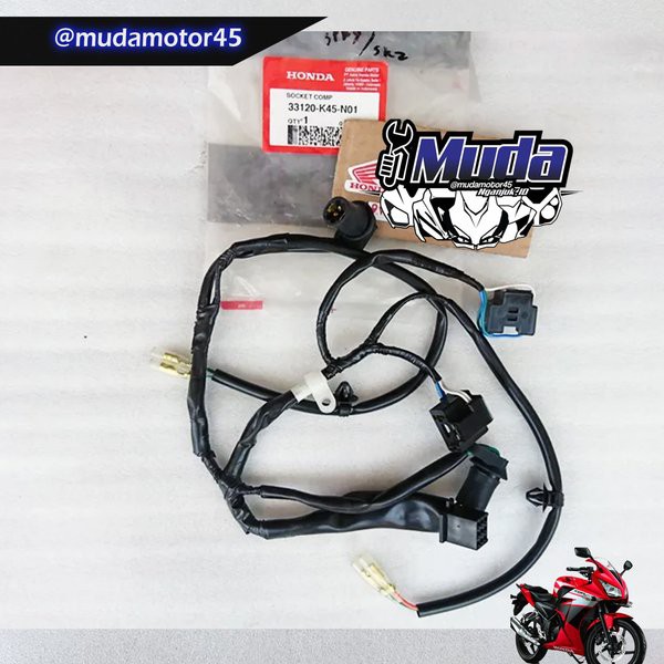KABEL BODY SOKET LAMPU DEPAN CBR150R K45A 33120-K45-N01 SOCKET COMP 33120K45N01 CBR 150 LOKAL ORI  O