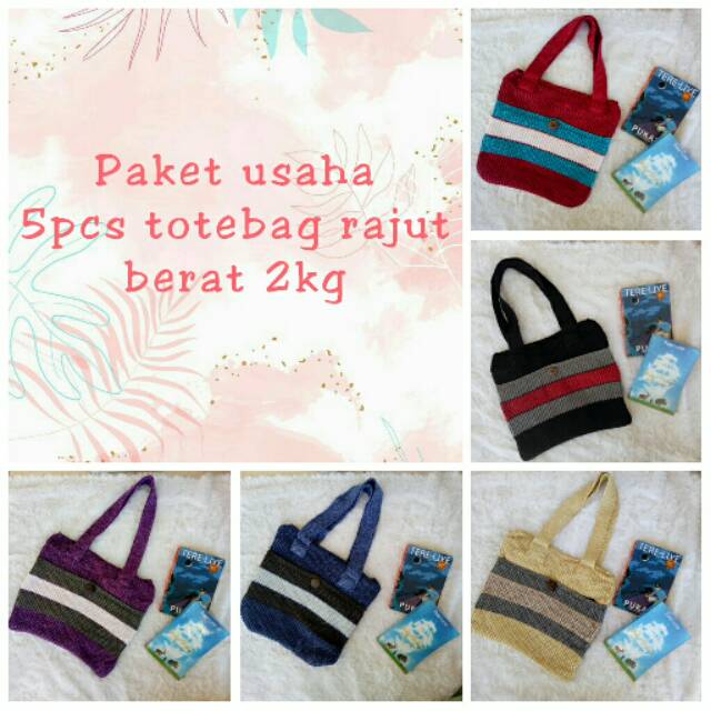 PAKET USAHA khusus pemesanan 5pcs totebag rajut