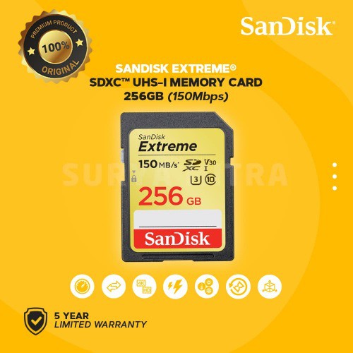 Sandisk SDHC / SDXC Extreme 256GB 150 MB/s