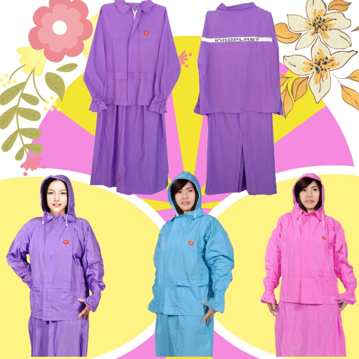 Jas Hujan Wanita Model ROK Raincoat Mantel Hujan Setelan Baju dan Rok Indoplast SHE - Mantel Jas Hujan Wanita Muslimah Gamis Syari Hijab Jilbab